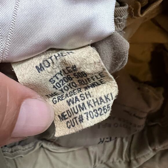 MOTHER DENIM Pants Womens 25 The Yoyo Ruffle Greaser Ankle Khaki Tan Paperbag * - Picture 10 of 15